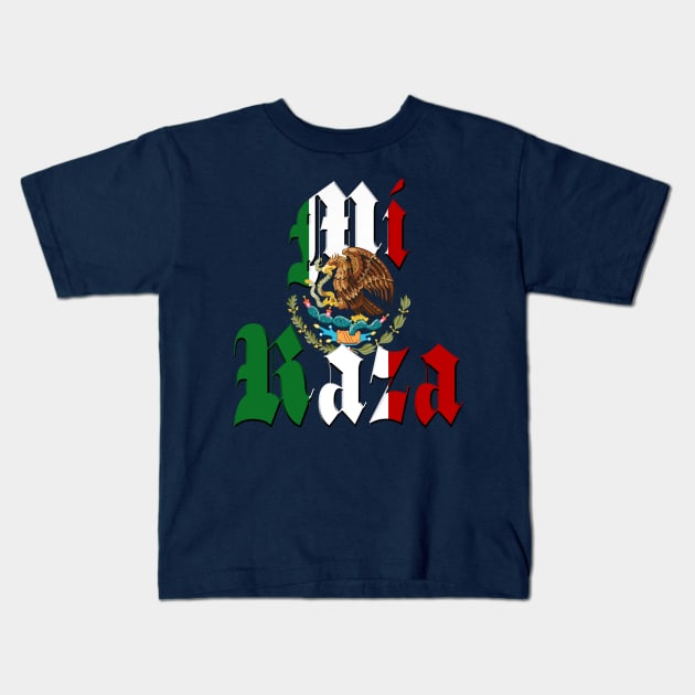 "Mi Raza" Mexican Flag Kids T-Shirt by Gravityx9